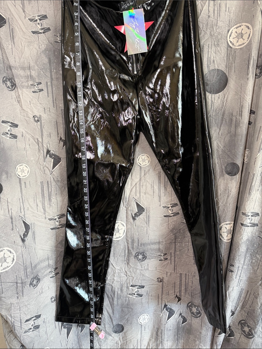 NWT SAY WHAT PVC VINYL ZIPPER CIGARETTE PANTS - Picture 4 of 8